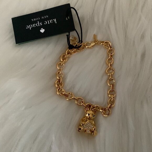 KATE SPADE Oh What Fun Teddy Bear Charm Bracelet in Gold - Picture 2 of 4